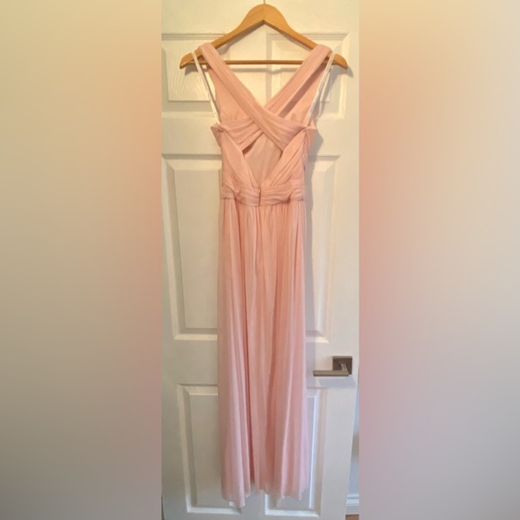 David’s Bridal Mesh Long Bridesmaid Dress with Criss Cross Back - Picture 8 of 8